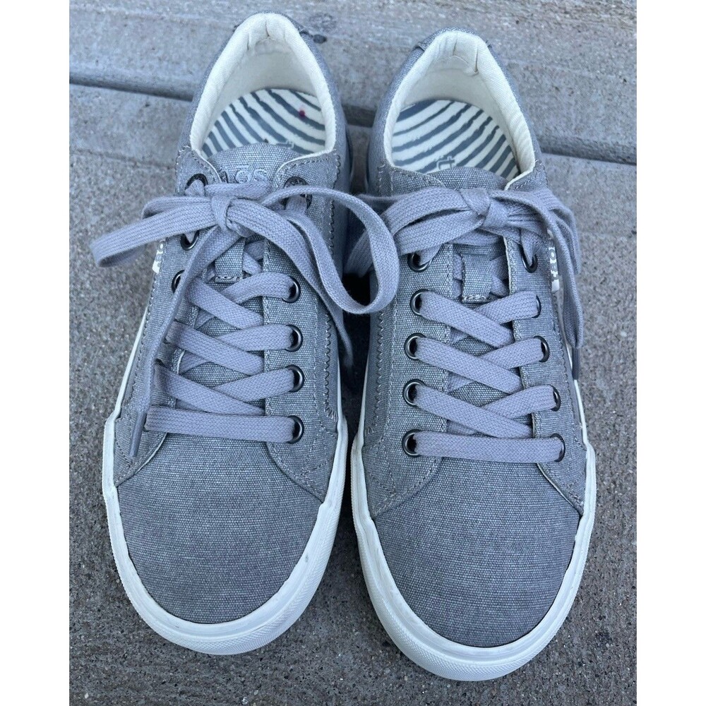 Taos Plim Soul Women's 7.5 Gray Canvas Lace-Up Sneakers - Picture 3 of 13